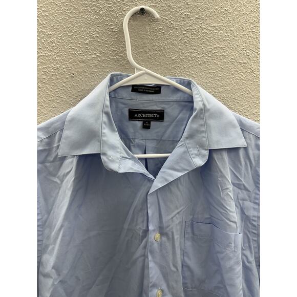 Architect Mens Shirt Size Medium 15-15 1/2 Blue Short Sleeve Button Up Collared - Picture 2 of 13